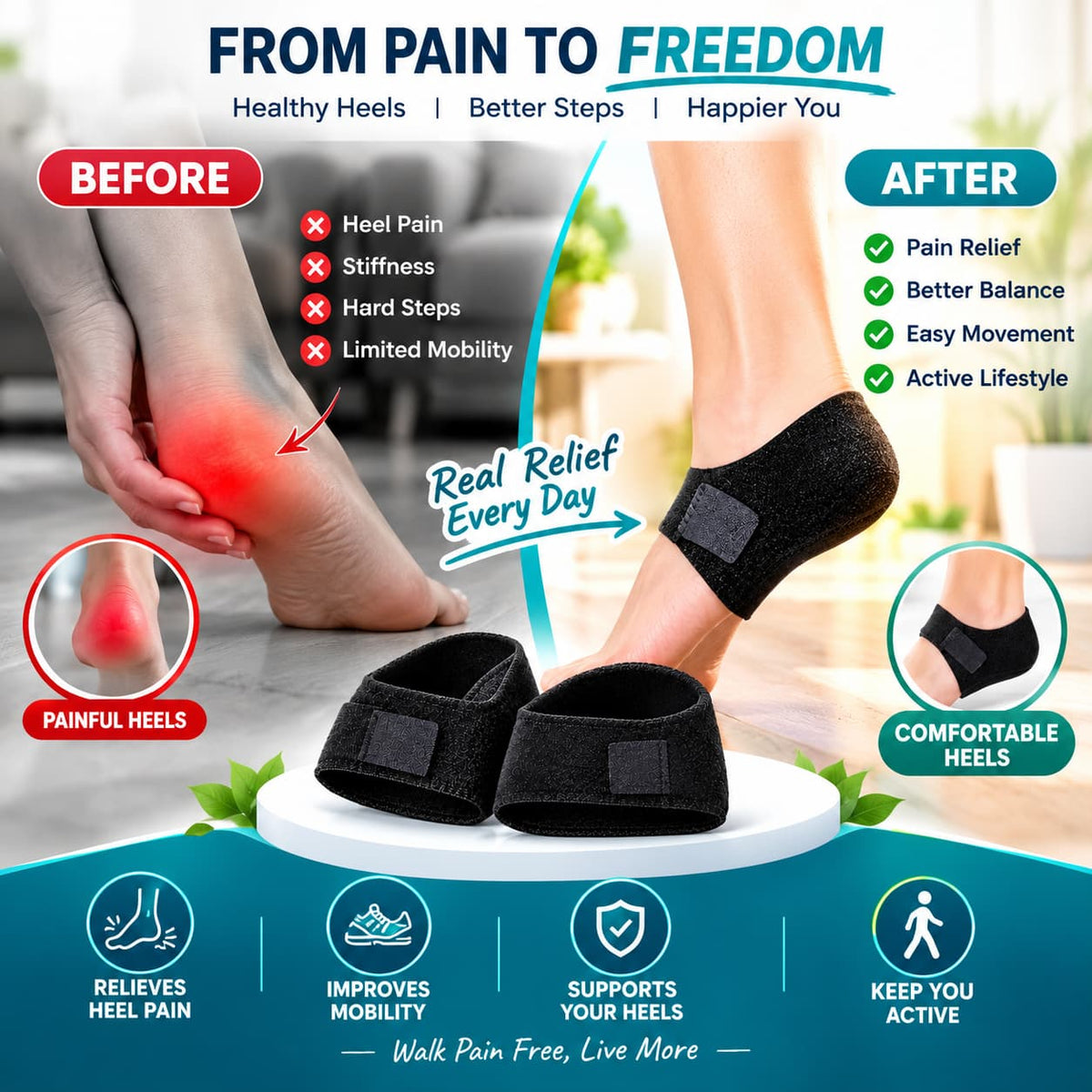 Heel Pain Relief Protector – Adjustable Heel Support for All-Day Comfort & Pain-Free Movement